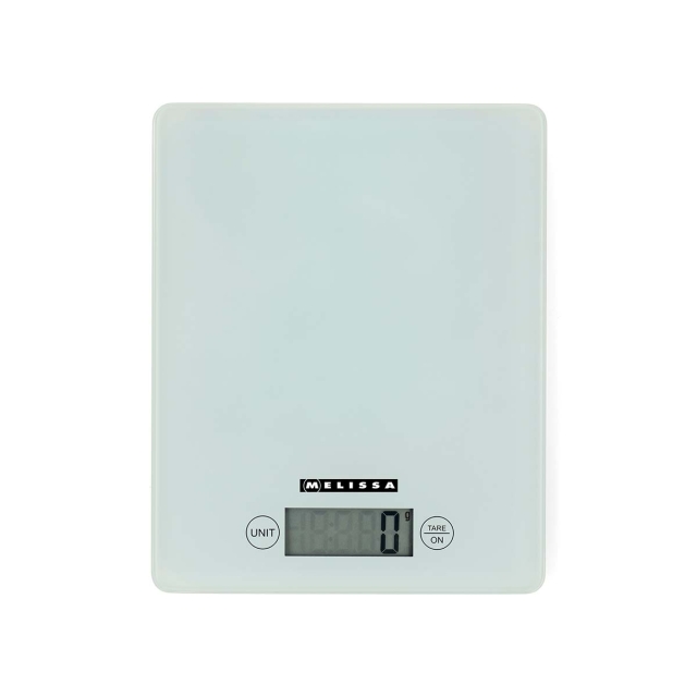 MELISSA Digitale keukenweegschaal | Gehard glas | LCD-scherm | Max. 5kg | Tarrafunctie | Stappen van 1 gram | Gram / Ounce / Pond / Milliliter