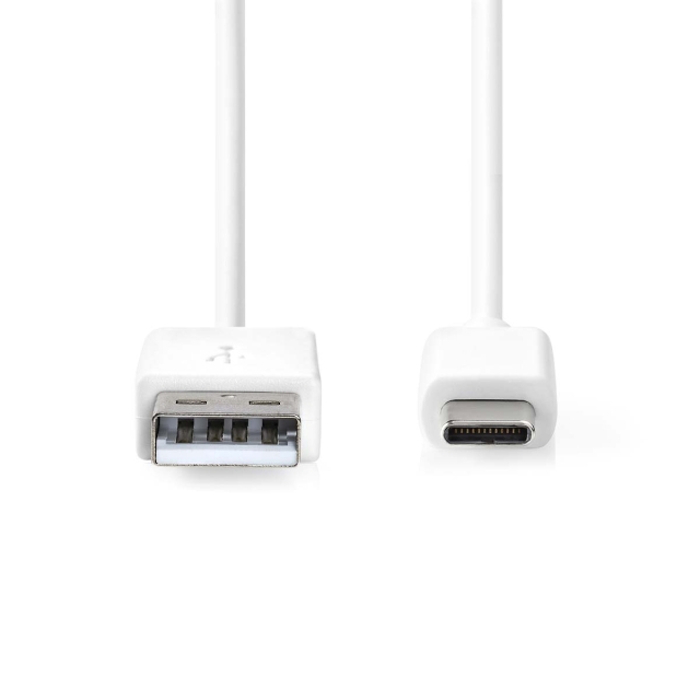 Nedis USB-Kabel | USB 2.0 | USB-A Male | USB-C™ Male | 15 W | 480 Mbps | Vernikkeld | 0.50 m | Rond | PVC | Wit | Label