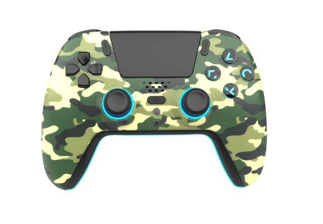 Freaks and Geeks Draadloze Bluetooth-controller voor PS5 - LED - Groene camouflage