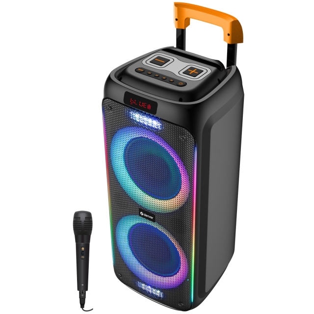 Denver Högtalare Bluetooth 2X8" woofers 60W Batteri LED-ljus TSP-456 Svart
