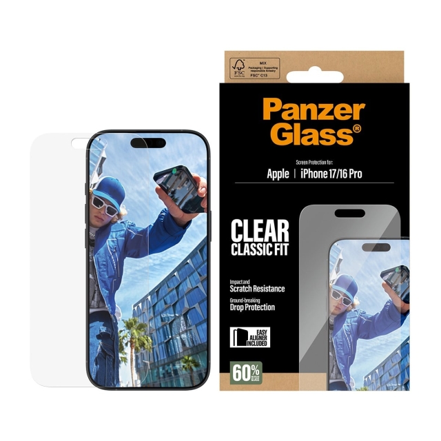 PanzerGlass Schermbeschermer iPhone 17/iPhone 16 Pro - Classic Fit met EasyAligner