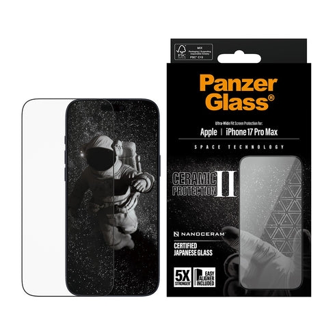 PanzerGlass - Ceramic II-schermbeschermer voor iPhone 17 Pro Max - UWF met EasyAligner