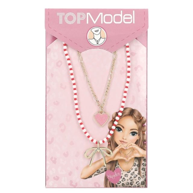 TOPModel Dubbellaagse ketting LEOHEART - Goud, Roze, Wit, Rood - 46,5 cm + 5 cm