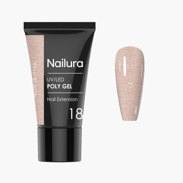 Nailura Poly Gel 18 - Nude Glitter - 30 ml