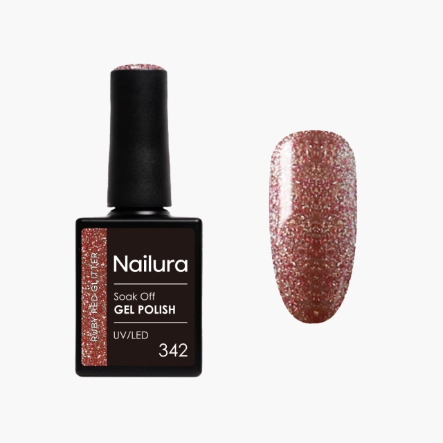 Nailura Gellak 342 - Ruby Red Glitter - 10 ml