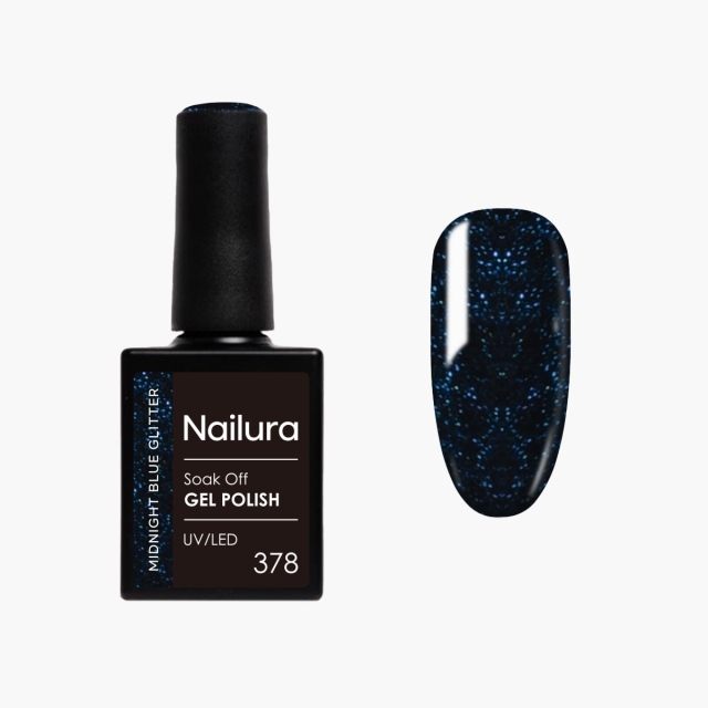 Nailura Gellak 378 - Midnight Blue Glitter - 10 ml