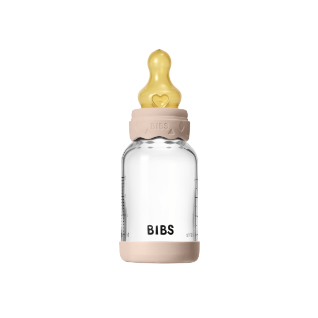 BIBS Glass Boheme-babyfles, rond, met latex - Blush - 120 ml