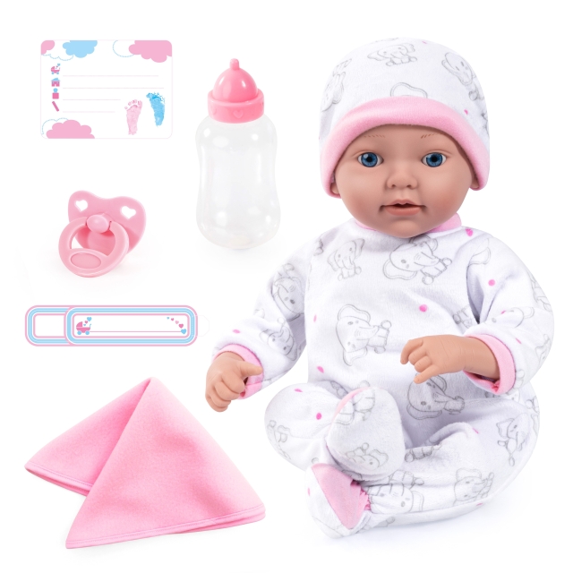 Bayer Reborn-babypop 38 cm - Wit/Roze (93827AB)