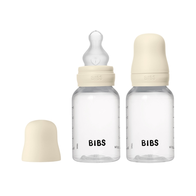 BIBS Siliconen babyflesjes, rond, 2-pack - Ivoor - 150 ml