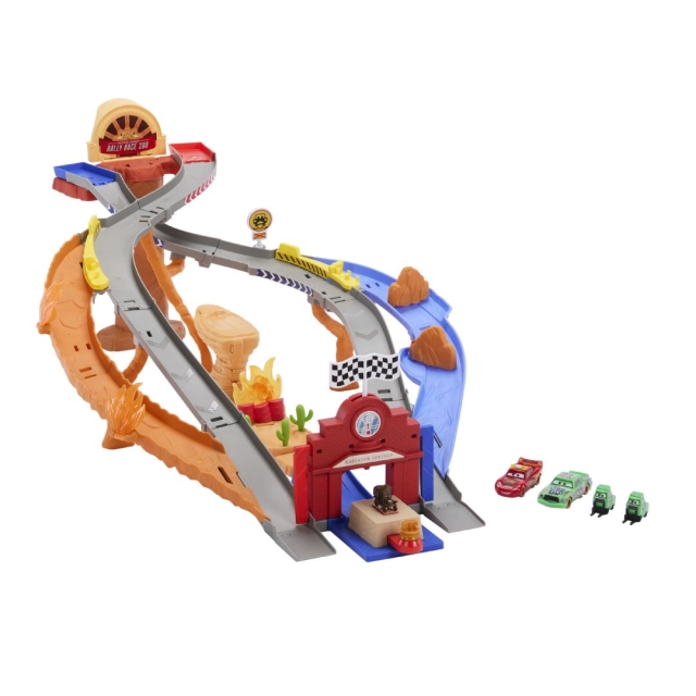 Disney Cars Radiator Springs Race & Rescue Rescue Road Raceway-speelset met 4 speelgoedauto
