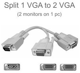 VGA-splitter, 1 VGA mannelijk naar 2 VGA vrouwelijk in de groep COMPUTERS & RANDAPPARATUUR / Computerkabels / VGA / Kabels bij TP E-commerce Nordic AB (38-1009)