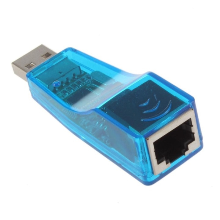 USB nätverksadapter, 10Mbps, transparent, blå in de groep COMPUTERS & RANDAPPARATUUR / Netwerk / Netwerkkaarten / USB bij TP E-commerce Nordic AB (38-1020)