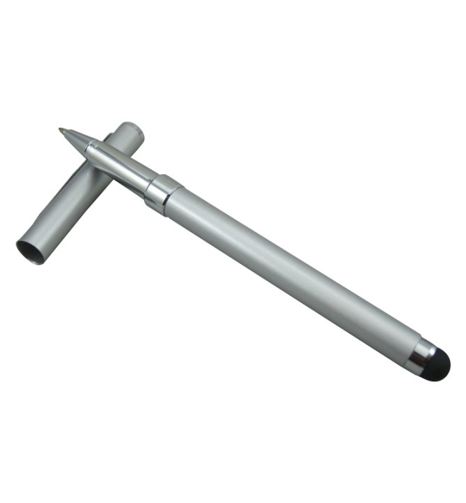 Capacitieve styluspen met inktpen, Zilver in de groep SMARTPHONE & TABLETS / Training, thuis & vrije tijd / Stylus pennen bij TP E-commerce Nordic AB (38-12116)