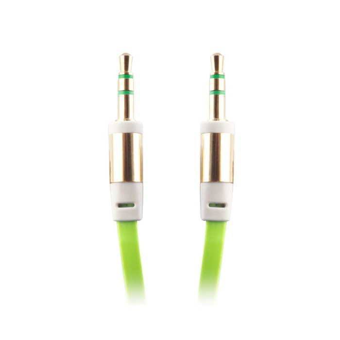 Platte en knoopvrije AUX-kabel 3,5 mm ha - 3,5 mm ha, 1 m (groen) in de groep HOME ELECTRONICS / Kabels & Adapters / Audio Analoog / 3.5 mm bij TP E-commerce Nordic AB (38-13479)