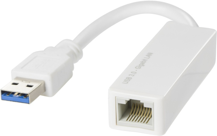 DELTACO USB 3.0 nätverksadapter, gigabit, 1xRJ45, vit in de groep COMPUTERS & RANDAPPARATUUR / Netwerk / Netwerkkaarten / USB bij TP E-commerce Nordic AB (38-14389)