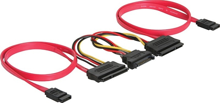 DeLOCK SATA-kabel för 2xSATA-hårddiskar + SATA-ström, 50 cm in de groep COMPUTERS & RANDAPPARATUUR / Computerkabels / Interne / Stroomkabels & Adapters bij TP E-commerce Nordic AB (38-16185)