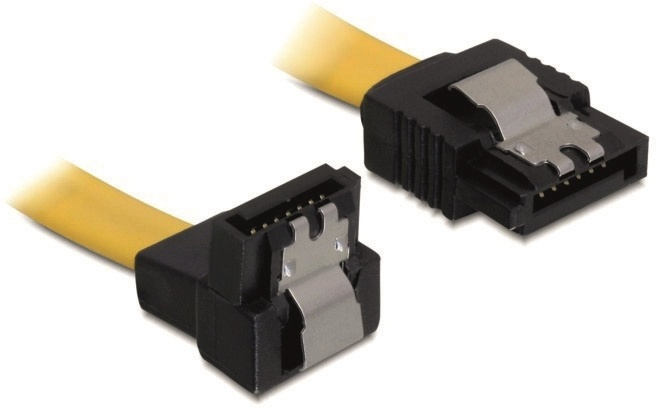 DeLOCK SATA-kabel, 6Gb/s, låsclip, vinklad(nedåt)-rak, 0,5m, gul in de groep COMPUTERS & RANDAPPARATUUR / Computerkabels / Interne / SATA bij TP E-commerce Nordic AB (38-16187)