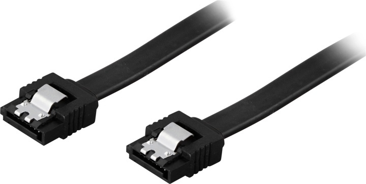 DELTACO SATA-kabel, SATA 6Gb/s, lås-clips, rak-rak, 0,7m, svart in de groep COMPUTERS & RANDAPPARATUUR / Computerkabels / Interne / SATA bij TP E-commerce Nordic AB (38-16226)