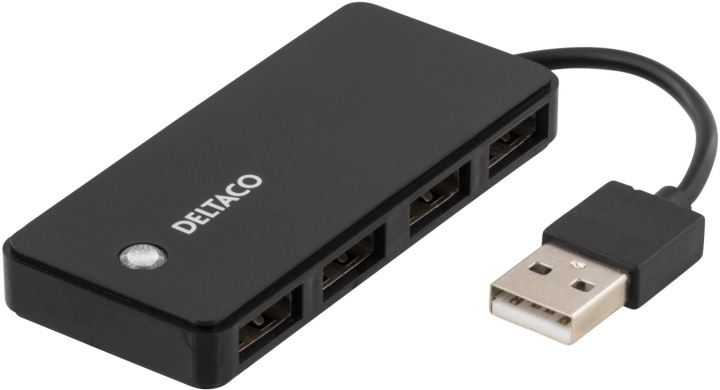 DELTACO USB 2.0 hubb, 4xTyp A hona, svart in de groep COMPUTERS & RANDAPPARATUUR / Computeraccessoires / USB-hubs bij TP E-commerce Nordic AB (38-16613)