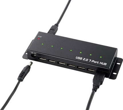 USB 2.0 hub, 7 portar, nätadapter medföljer, metallhölje, svart in de groep COMPUTERS & RANDAPPARATUUR / Computeraccessoires / USB-hubs bij TP E-commerce Nordic AB (38-16638)