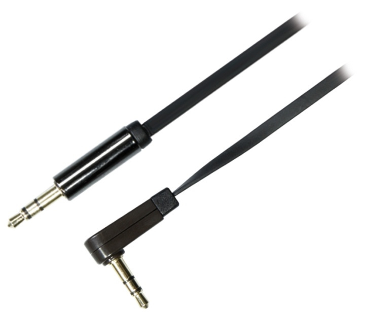 DELTACO ljudkabel, vinklad 3,5mm hane - 3,5mm hane, 2m, svart in de groep HOME ELECTRONICS / Kabels & Adapters / Audio Analoog / 3.5 mm bij TP E-commerce Nordic AB (38-16661)