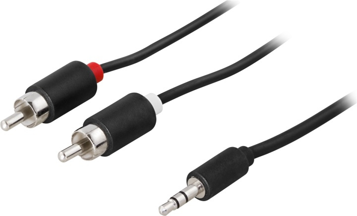 DELTACO Ljudkabel 3,5mm ha - 2xRCA ha 0,5m, svart in de groep HOME ELECTRONICS / Kabels & Adapters / RCA / Kabels bij TP E-commerce Nordic AB (38-16689)