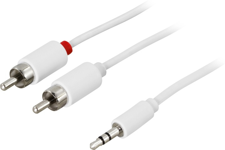 DELTACO Ljudkabel 3,5mm ha - 2xRCA ha 0,5m, vit in de groep HOME ELECTRONICS / Kabels & Adapters / RCA / Kabels bij TP E-commerce Nordic AB (38-16690)