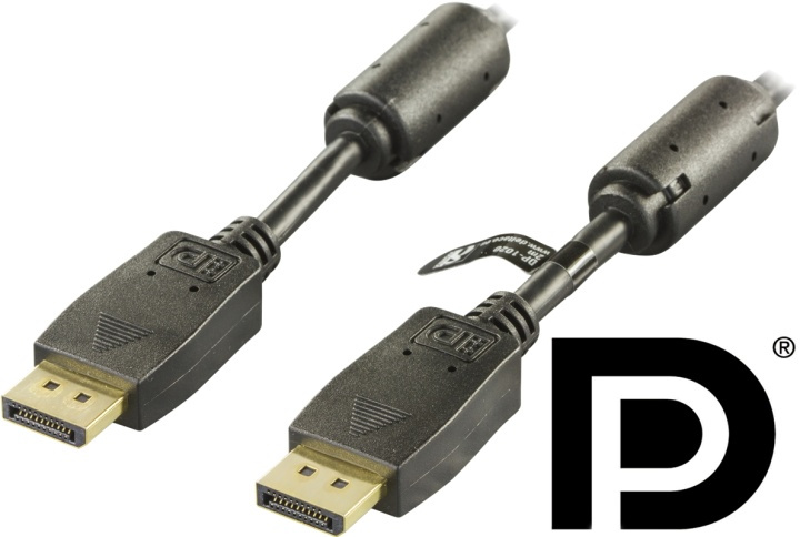DELTACO PRME DisplayPort cable, Ultra HD @60Hz, 21.6 Gb/s, 1m, black, in de groep COMPUTERS & RANDAPPARATUUR / Computerkabels / DisplayPort / Kabels bij TP E-commerce Nordic AB (38-16724)
