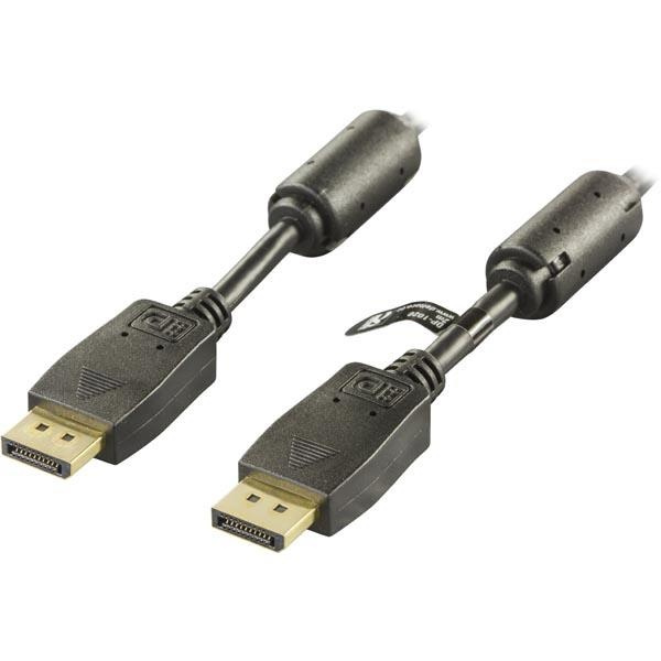 DELTACO DisplayPort cable, Ultra HD @60Hz, 21.6 Gb/s, 5m, black, in de groep COMPUTERS & RANDAPPARATUUR / Computerkabels / DisplayPort / Kabels bij TP E-commerce Nordic AB (38-16734)