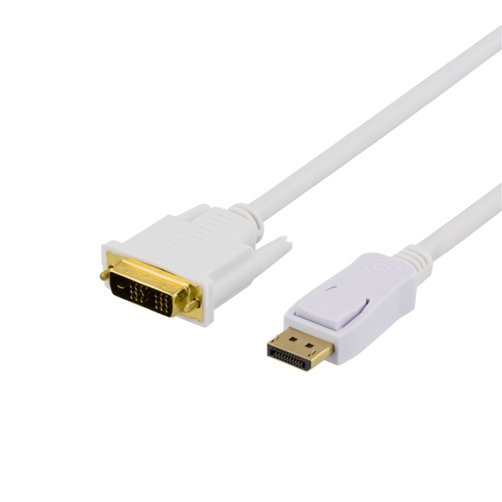 DELTACO DisplayPort to DVI cable, 20-pin male - male, 1m, white in de groep COMPUTERS & RANDAPPARATUUR / Computerkabels / DisplayPort / Kabels bij TP E-commerce Nordic AB (38-16738)