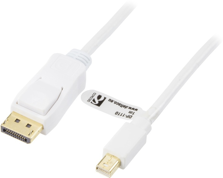 DELTACO DisplayPort till Mini DisplayPort kabel, 20-p ha-ha, 1m, vit in de groep COMPUTERS & RANDAPPARATUUR / Computerkabels / DisplayPort / Kabels bij TP E-commerce Nordic AB (38-16780)