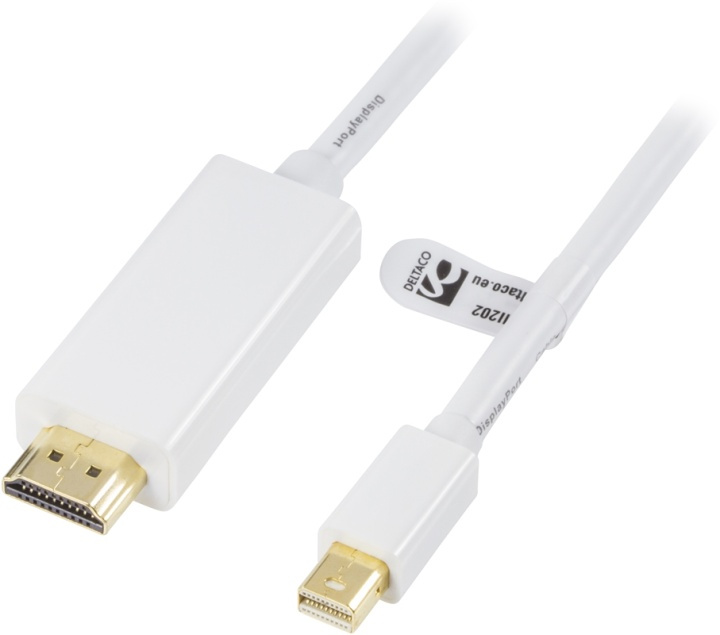DELTACO mini DisplayPort to HDMI cable with audio, Full HD @60Hz, 2m in de groep COMPUTERS & RANDAPPARATUUR / Computerkabels / DisplayPort / Kabels bij TP E-commerce Nordic AB (38-16834)