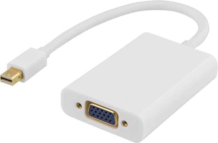 DELTACO mini DisplayPort till VGA-adapter med ljud, 0,25m, vit (DP-VGA14) in de groep COMPUTERS & RANDAPPARATUUR / Computerkabels / DisplayPort / Adapters bij TP E-commerce Nordic AB (38-16854)