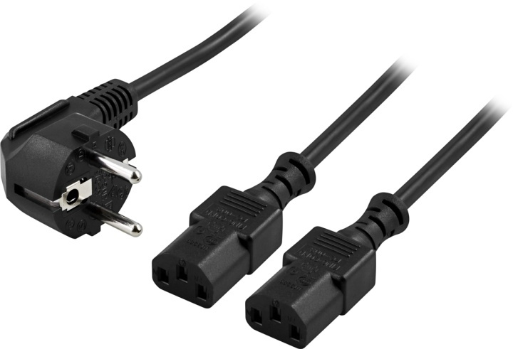 DELTACO apparat-Y-kabel för vägg, skärm PC, CEE 7/7 - 2xIEC C13, in de groep COMPUTERS & RANDAPPARATUUR / Computerkabels / Elektrische kabels bij TP E-commerce Nordic AB (38-16994)