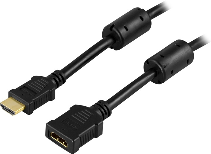DELTACO HDMI extension cable, 19-pin male - female, 3m, black in de groep HOME ELECTRONICS / Kabels & Adapters / HDMI / Kabels bij TP E-commerce Nordic AB (38-17367)