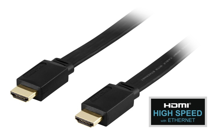DELTACO flat HDMI cable, HDMI High Speed with Ethernet, 1.5m, black in de groep HOME ELECTRONICS / Kabels & Adapters / HDMI / Kabels bij TP E-commerce Nordic AB (38-17441)