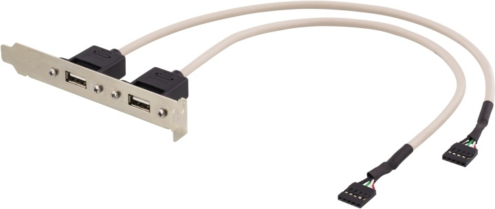 DELTACO 2x5 polig USB kontakt för moderkort med USB stöd, 30 cm in de groep COMPUTERS & RANDAPPARATUUR / Computerkabels / USB / USB-A / Adapters bij TP E-commerce Nordic AB (38-18010)