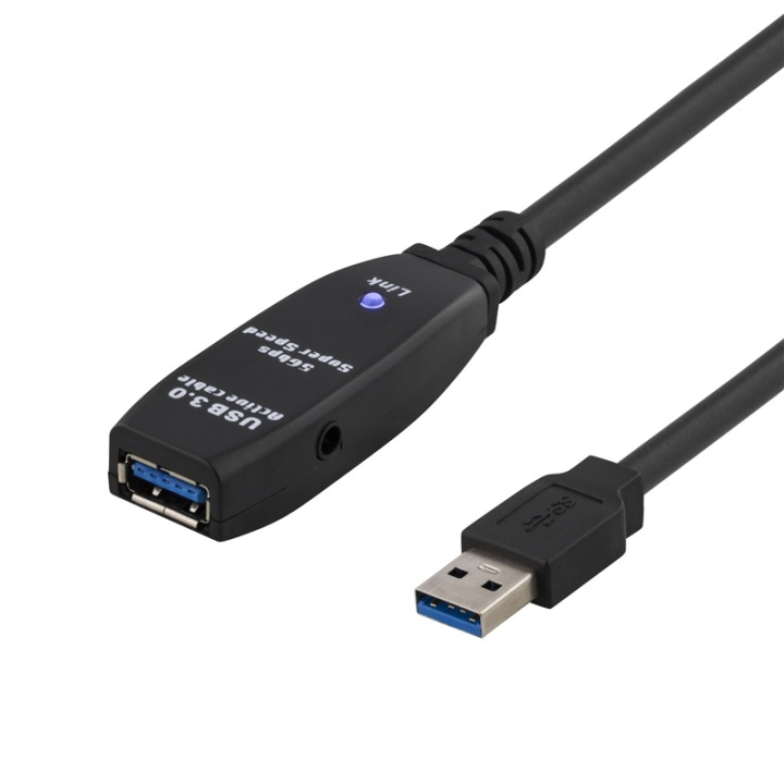 DELTACO PRIME aktiv USB 3.0-förlängningskabel, Typ A ha - ho, 3m, bl in de groep COMPUTERS & RANDAPPARATUUR / Computerkabels / USB / USB-A / Kabels bij TP E-commerce Nordic AB (38-18023)