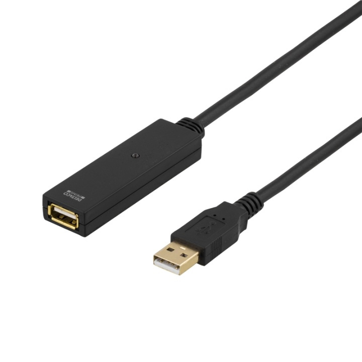 DELTACO PRIME, USB förlängningskabel, aktiv, USB 2.0, 15m, svart in de groep COMPUTERS & RANDAPPARATUUR / Computerkabels / USB / USB-A / Kabels bij TP E-commerce Nordic AB (38-18029)