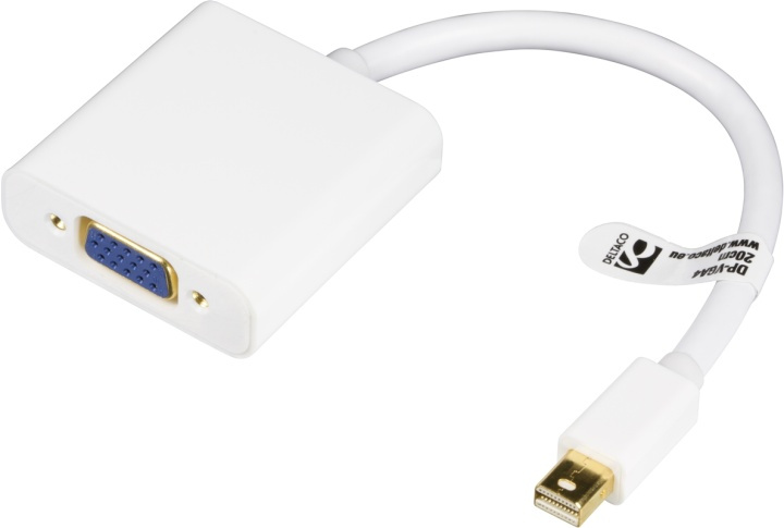 DELTACO mini DisplayPort to VGA-adapter, 20-pin- 15-pin, white, 0.2m, in de groep COMPUTERS & RANDAPPARATUUR / Computerkabels / DisplayPort / Adapters bij TP E-commerce Nordic AB (38-1804)