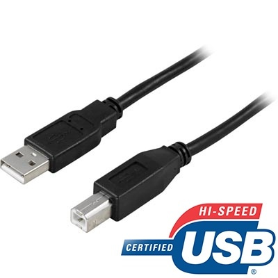 DELTACO USB 2.0 kabel Typ A hane - Typ B hane 3m, svart in de groep COMPUTERS & RANDAPPARATUUR / Computerkabels / USB / USB-A / Kabels bij TP E-commerce Nordic AB (38-18065)