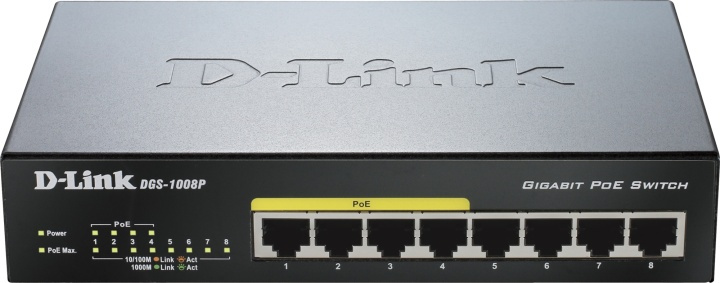 D-Link 8-port 10/100/1000 Desktop Switch w/ 4 PoE Ports in de groep COMPUTERS & RANDAPPARATUUR / Netwerk / Schakelaars bij TP E-commerce Nordic AB (38-18449)