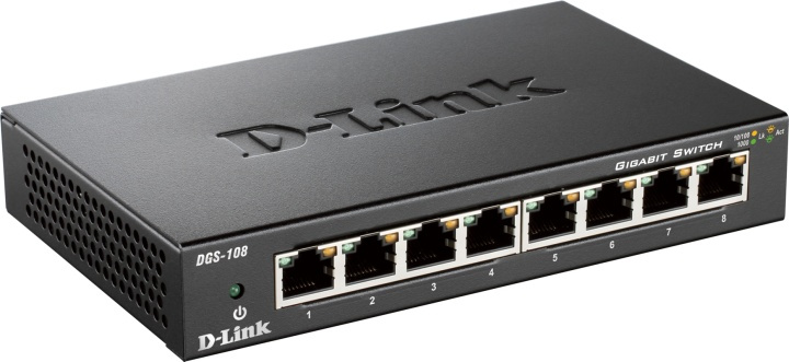 D-Link 8-port 10/100/1000 Gigabit Metal Housing Desktop Switch in de groep COMPUTERS & RANDAPPARATUUR / Netwerk / Schakelaars / 10/100/1000Mbps bij TP E-commerce Nordic AB (38-18450)