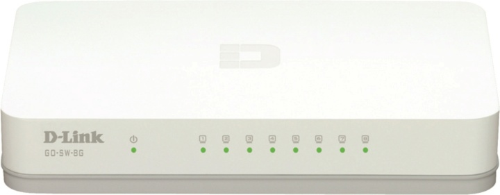 D-link 8-Port Gigabit Easy Desktop Switch, switch 8x10/100/1000, svart in de groep COMPUTERS & RANDAPPARATUUR / Netwerk / Schakelaars bij TP E-commerce Nordic AB (38-18452)