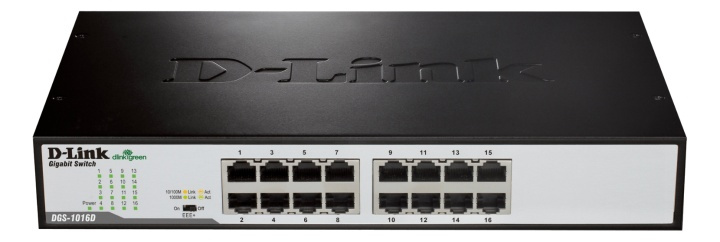 D-Link switch, 16x10/100/1000Mbps, RJ45 in de groep COMPUTERS & RANDAPPARATUUR / Netwerk / Schakelaars bij TP E-commerce Nordic AB (38-18461)