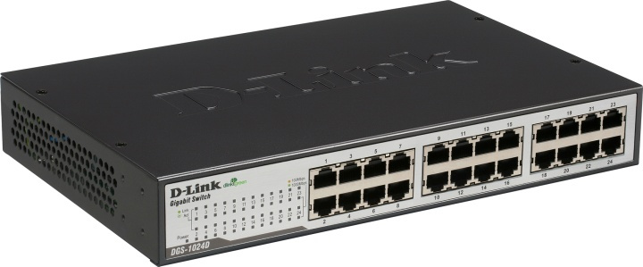 D-Link switch, 24x10/100/1000Mbps, RJ45 in de groep COMPUTERS & RANDAPPARATUUR / Netwerk / Schakelaars / 10/100/1000Mbps bij TP E-commerce Nordic AB (38-18463)