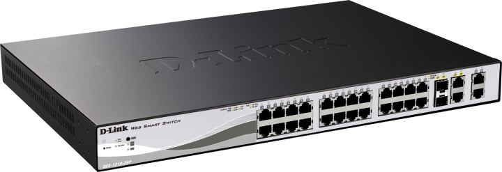 D-Link 24-port 10/100 Smart Switch + 2 Combo 1000BaseT/SFP + 2 Gigabit in de groep COMPUTERS & RANDAPPARATUUR / Netwerk / Schakelaars / 10/100Mbps bij TP E-commerce Nordic AB (38-18477)