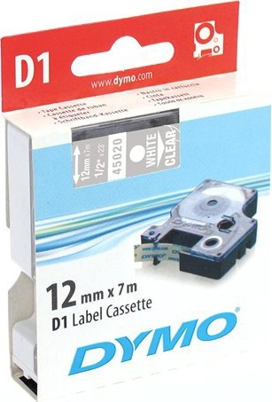 DYMO D1 märktejp standard 12mm, vit på klar, 7m rulle in de groep COMPUTERS & RANDAPPARATUUR / Printers & Accessoires / Printers / Label machines & Accessoires / Tape bij TP E-commerce Nordic AB (38-18549)