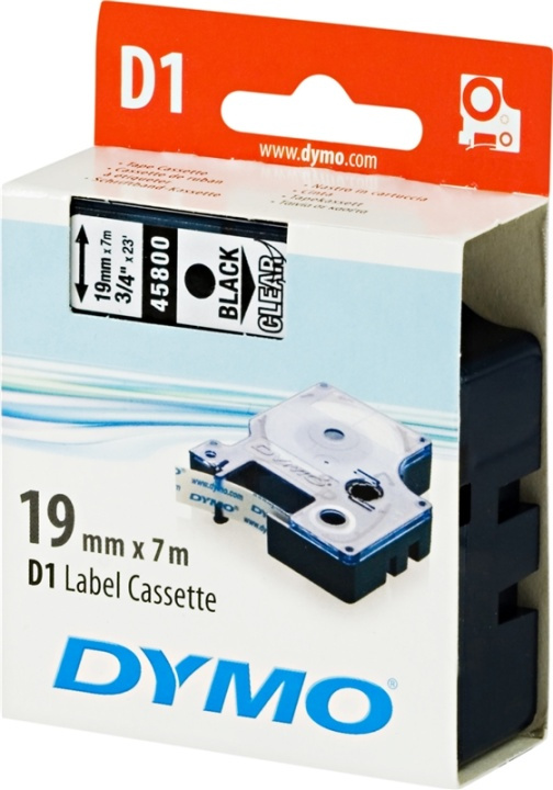 DYMO D1 märktejp standard 19mm, svart på transparent, 7m rulle (4580 in de groep COMPUTERS & RANDAPPARATUUR / Printers & Accessoires / Printers / Label machines & Accessoires / Tape bij TP E-commerce Nordic AB (38-18557)