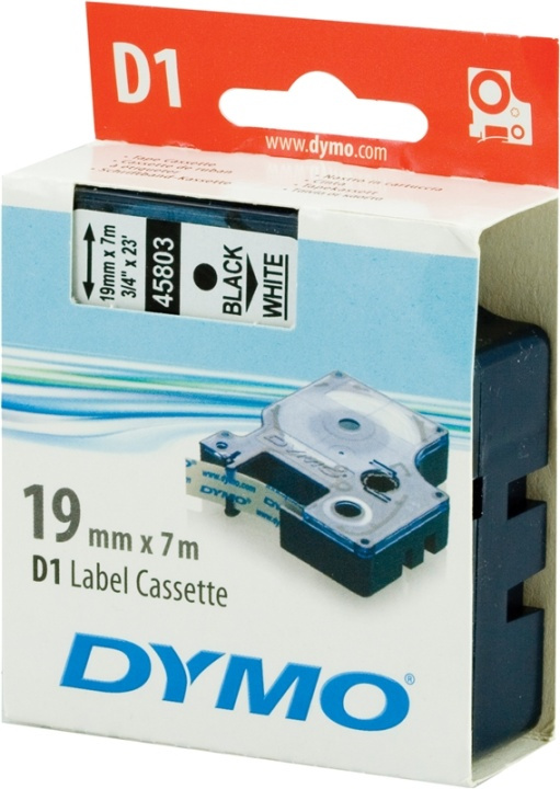 DYMO D1 märktejp standard 19mm, svart på vitt, 7m rulle in de groep COMPUTERS & RANDAPPARATUUR / Printers & Accessoires / Printers / Label machines & Accessoires / Tape bij TP E-commerce Nordic AB (38-18558)